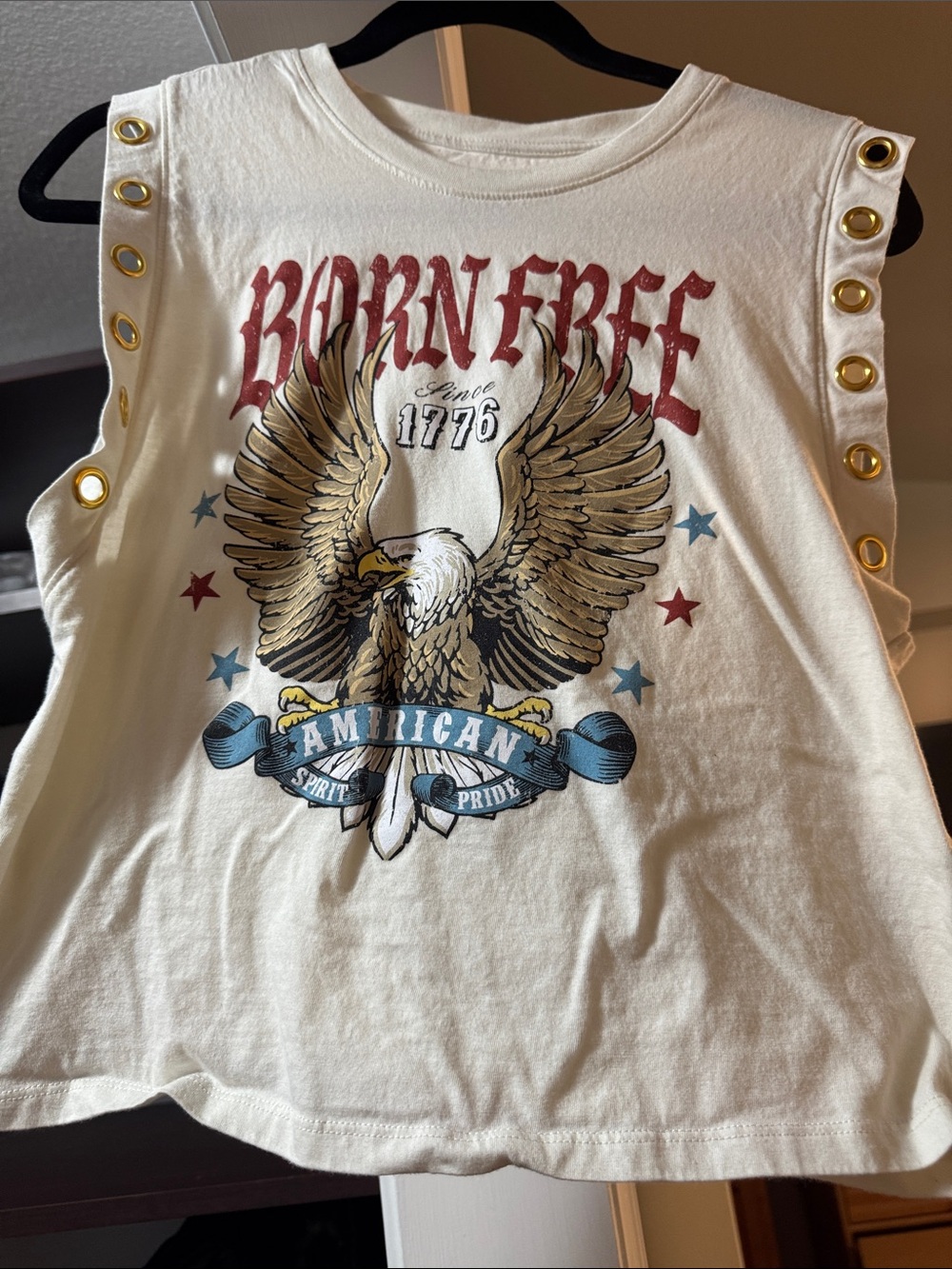 Born Free Graphic Tank Top - Cream Eagle Print